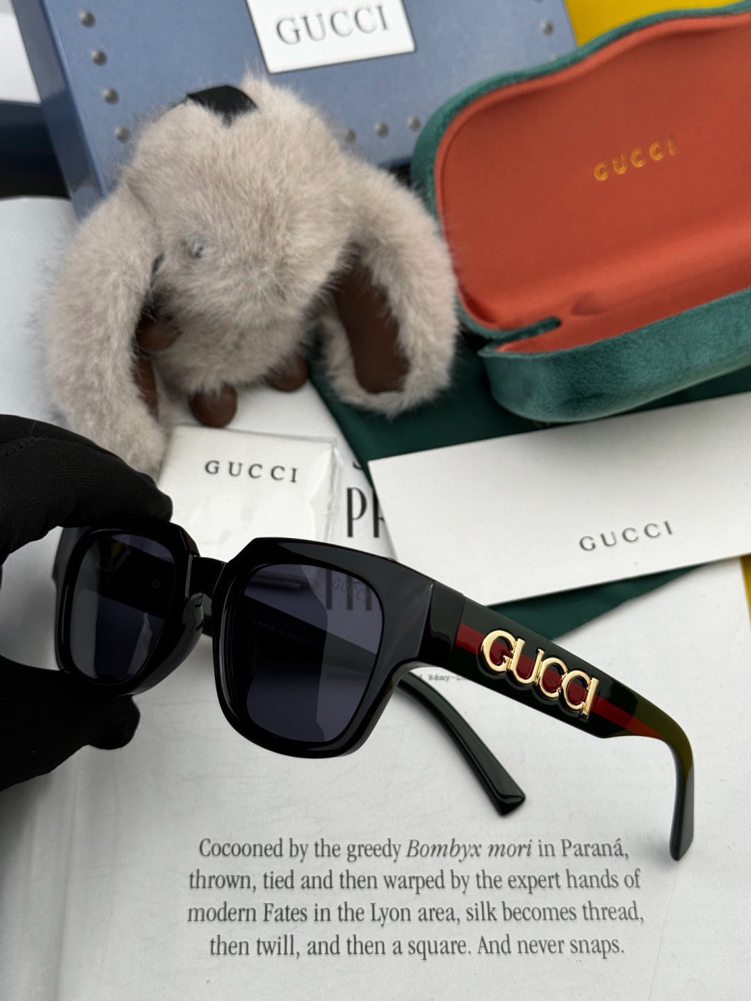 Gucci G1232 Square Black Lens Sunglasses for Men & Women - detail image 3