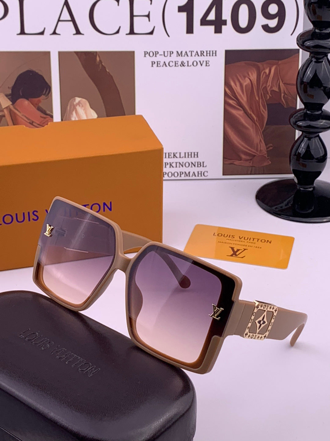 Louis Vuitton L97003 Square Black Lens Sunglasses for Men & Women - 486118 - detail image 2