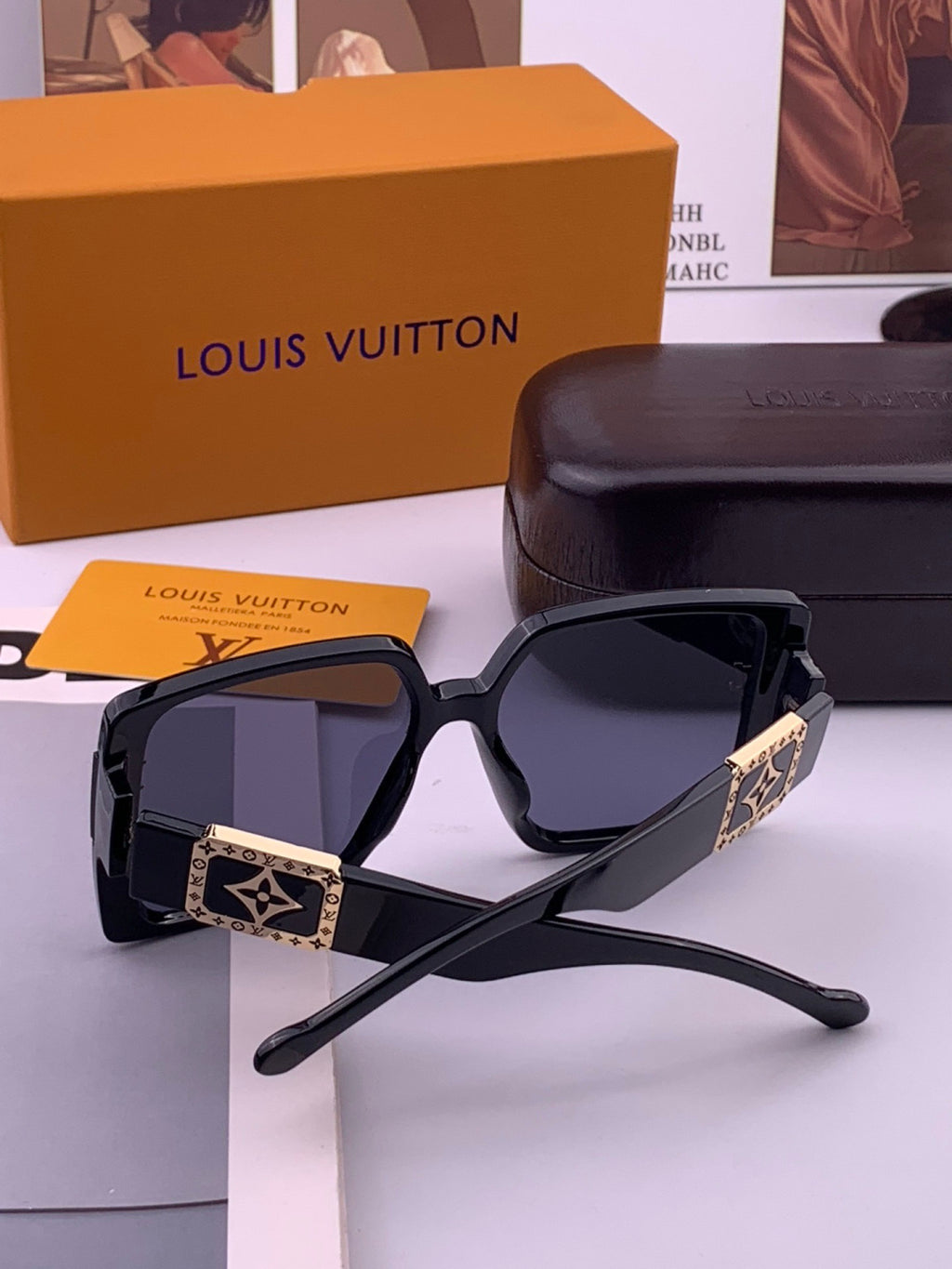Louis Vuitton L97003 Square Black Lens Sunglasses for Men & Women - detail image 6