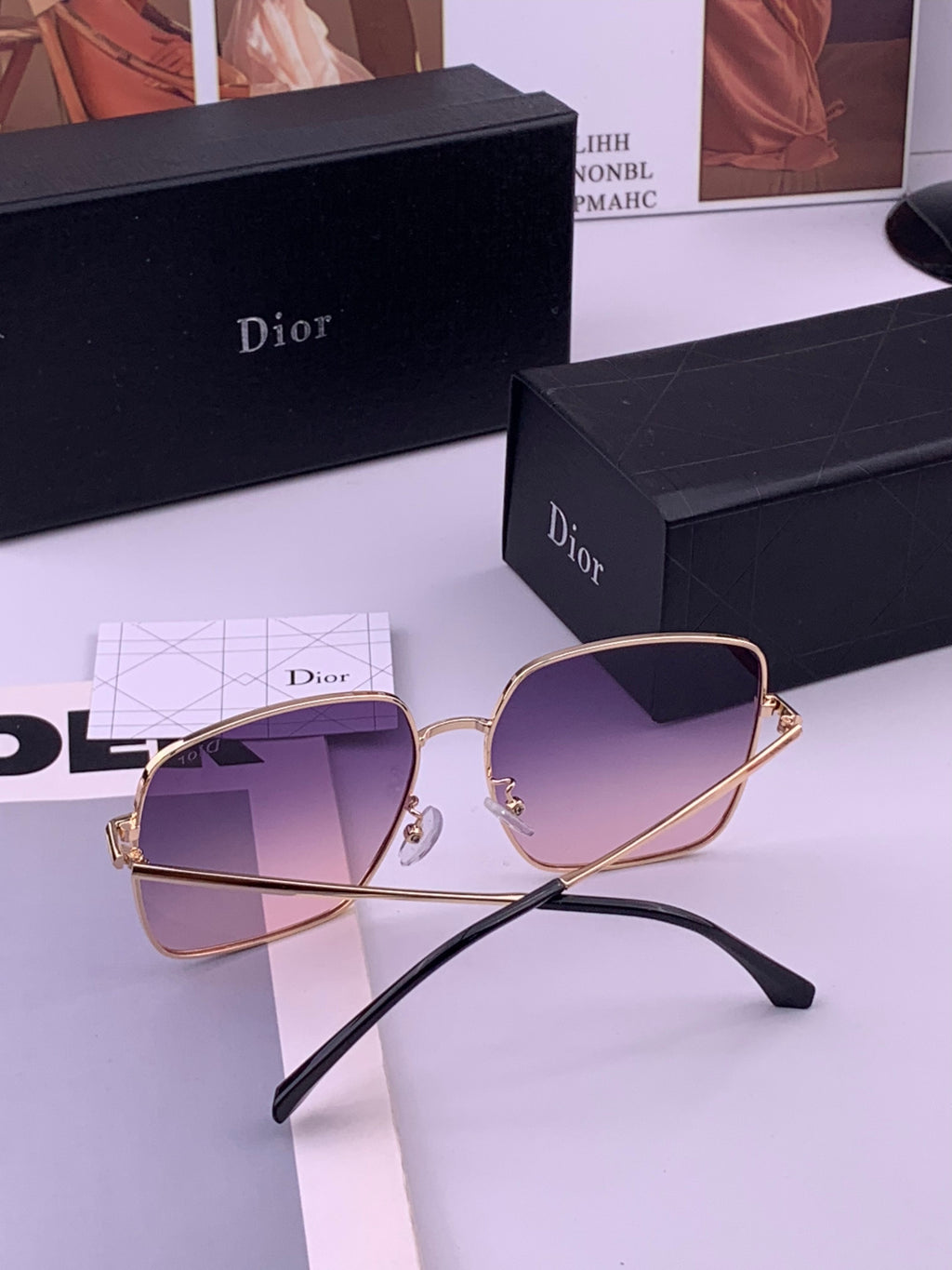 Dior D5813 Polarized Square Black Lens Sunglasses for Men & Women - detail image 6
