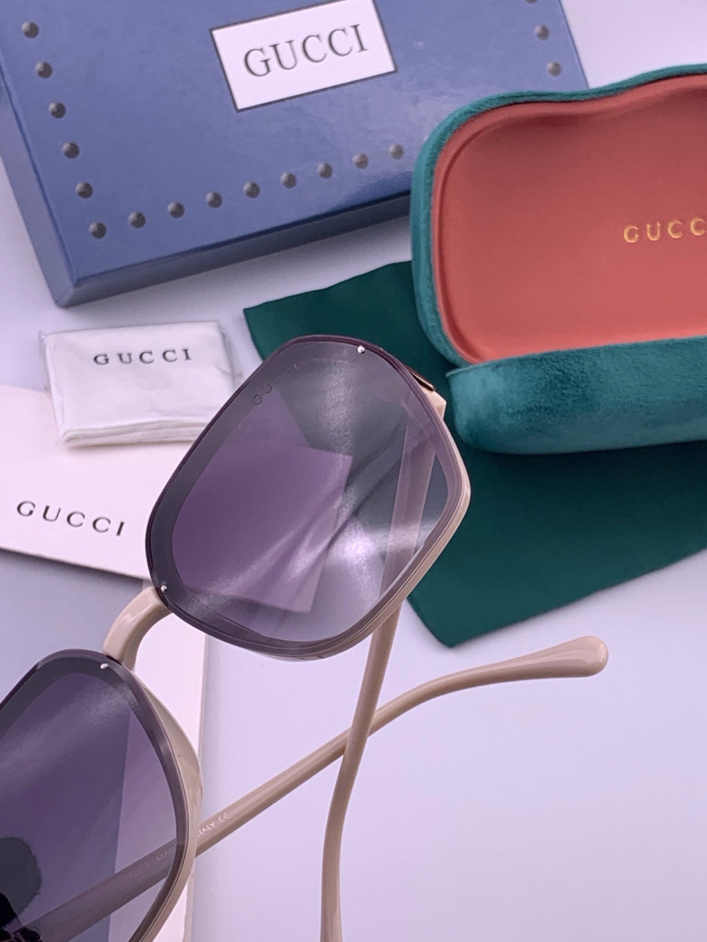 Gucci G313 Square Gold Lens Sunglasses for Men & Women - detail image 6