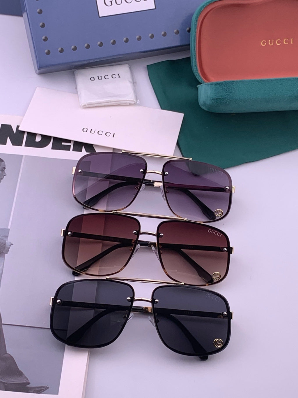 Gucci G41741 Aviator Black Lens Sunglasses for Men & Women - 486490 - detail image 8