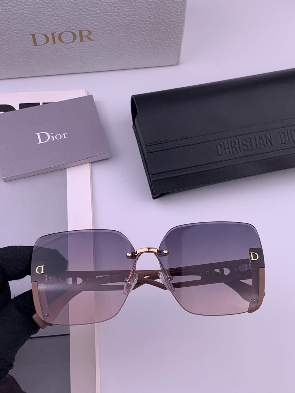 Dior CD6970 Square Gold Lens Sunglasses for Women