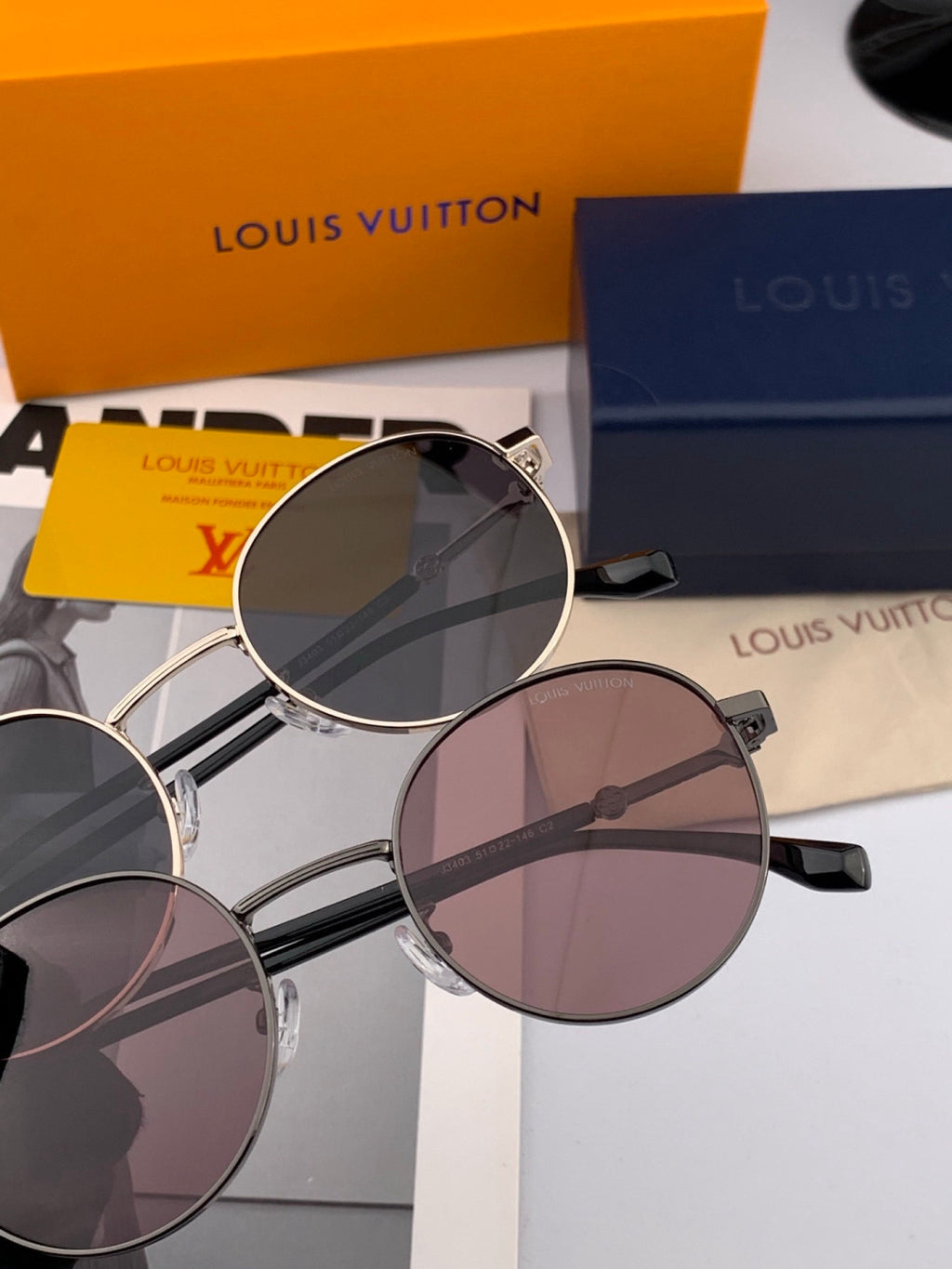 Louis Vuitton L3340 Polarized Aviator Orange Lens Sunglasses for Men & Women - detail image 6