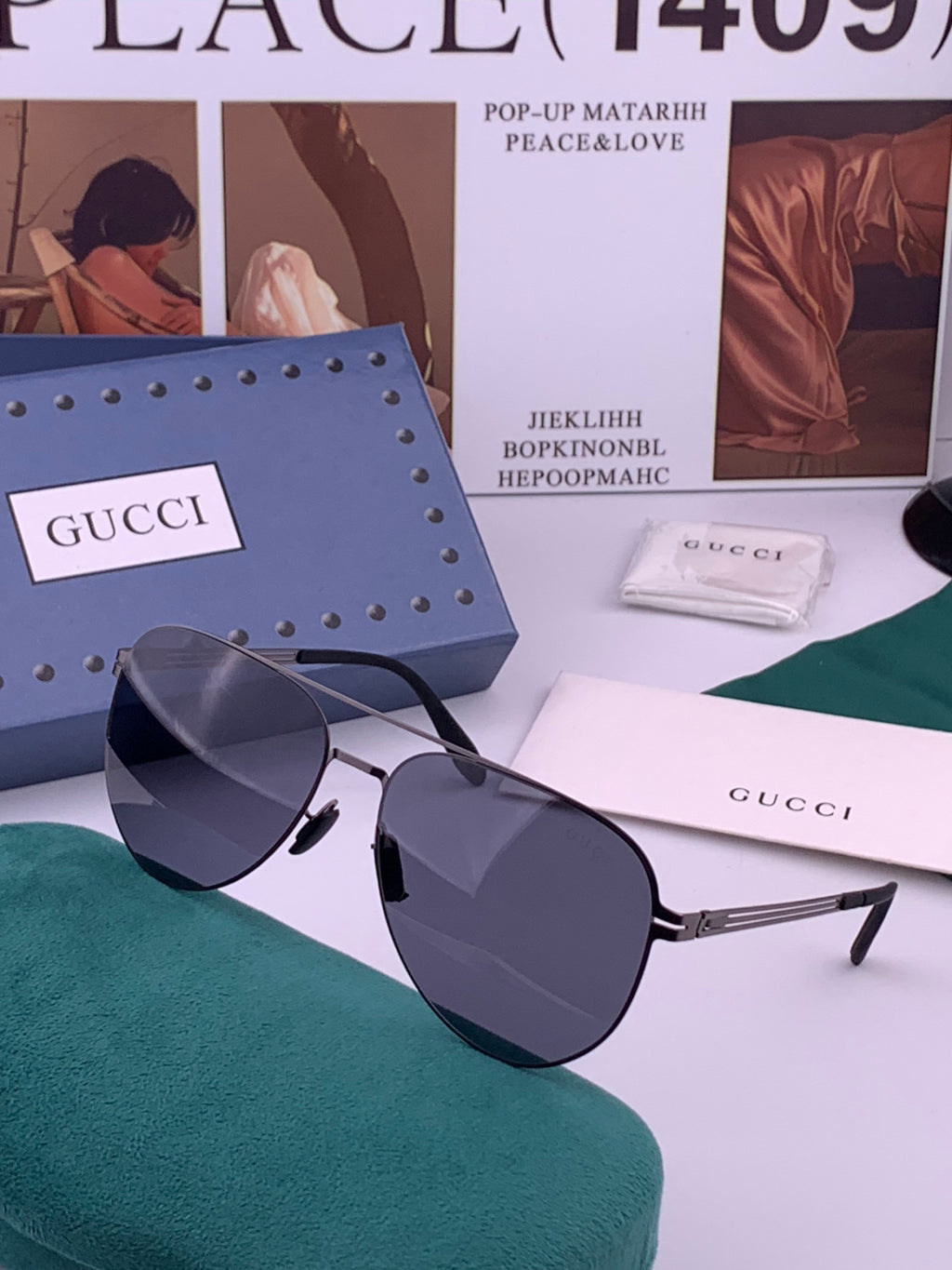 Gucci G0515 Polarized Aviator Gold Lens Sunglasses for Men - detail image 2