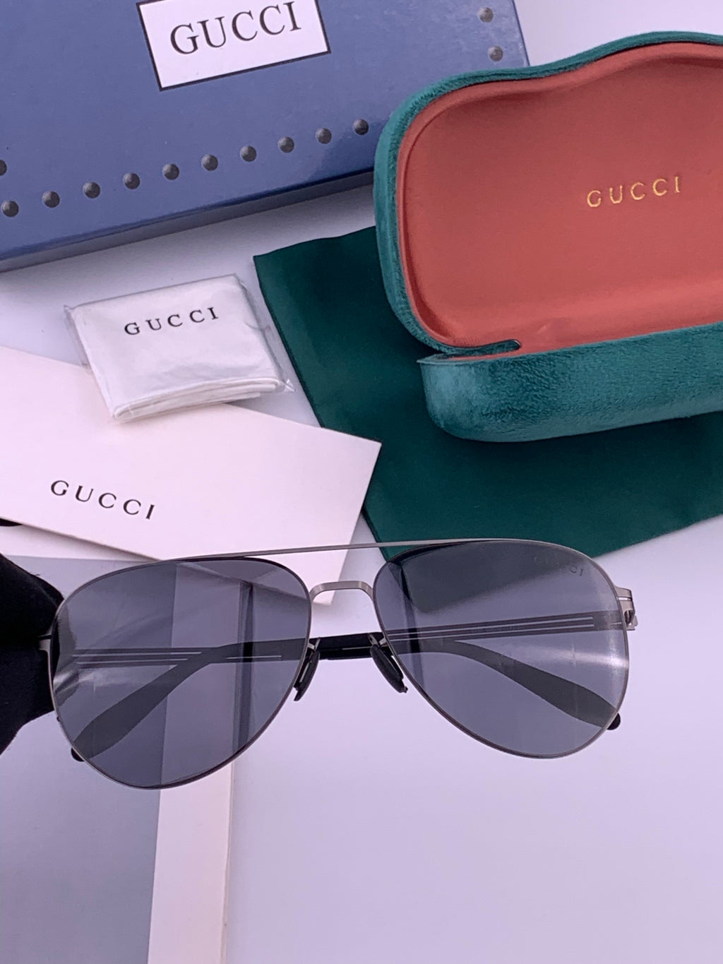 Gucci G0515 Polarized Aviator Gold Lens Sunglasses for Men