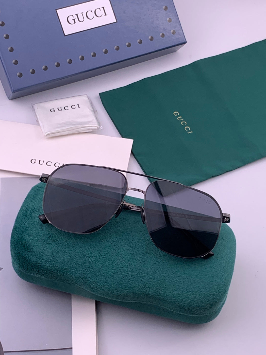 Gucci G0227 Polarized Aviator Gold Lens Sunglasses for Men - detail image 7