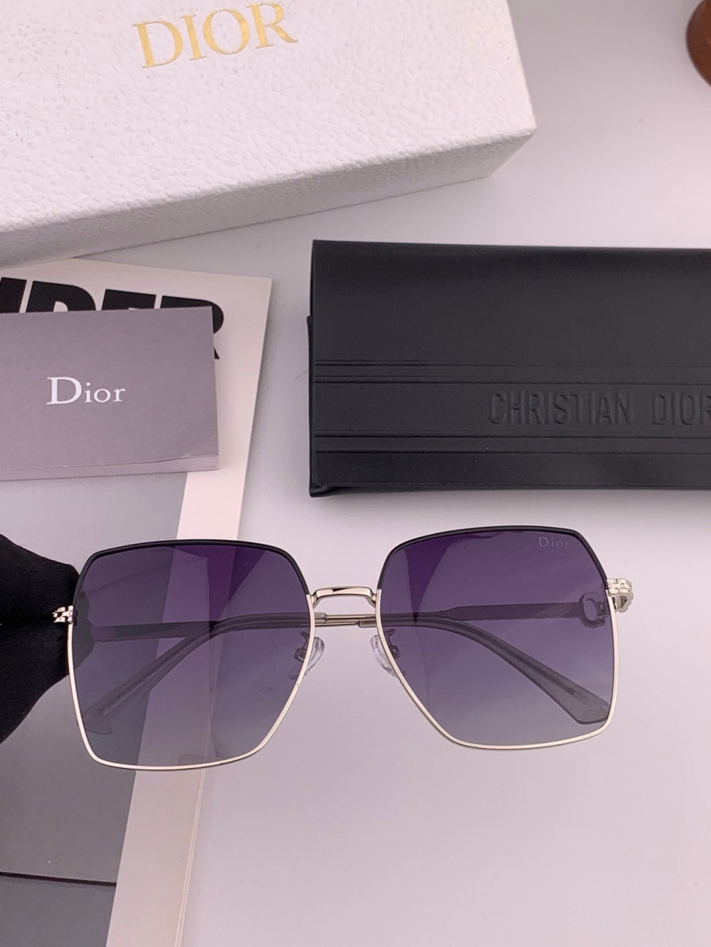 Dior D6310 Polarized Square Red Lens Sunglasses for Men & Women - detail image 3