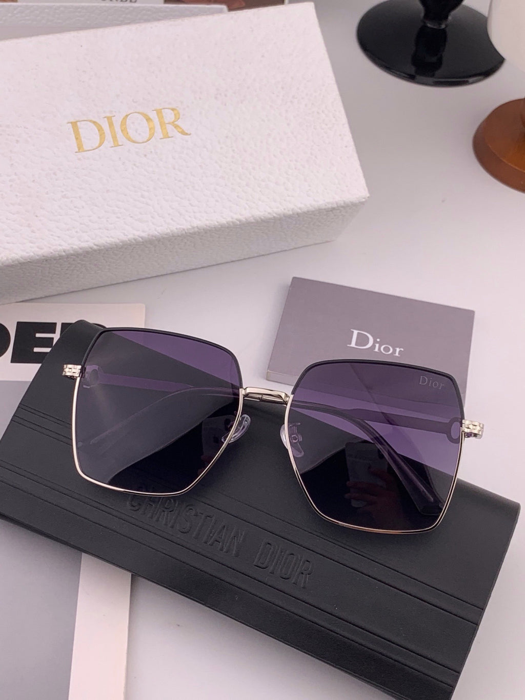 Dior D6310 Polarized Square Red Lens Sunglasses for Men & Women - detail image 7