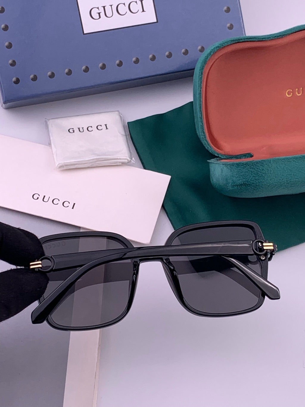 Gucci G9223 Polarized Square Black Lens Sunglasses for Men & Women - detail image 2