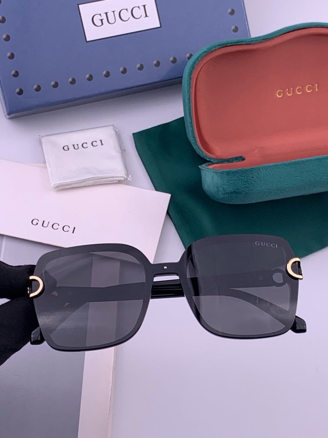 Gucci G9223 Polarized Square Black Lens Sunglasses for Men & Women
