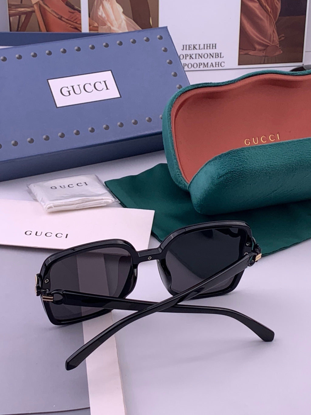 Gucci G9223 Polarized Square Black Lens Sunglasses for Men & Women - detail image 6
