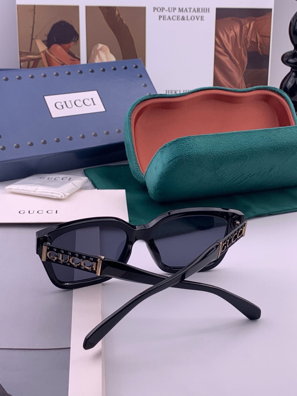 Gucci G16911 Square Gold Lens Sunglasses for Men & Women - detail image 4