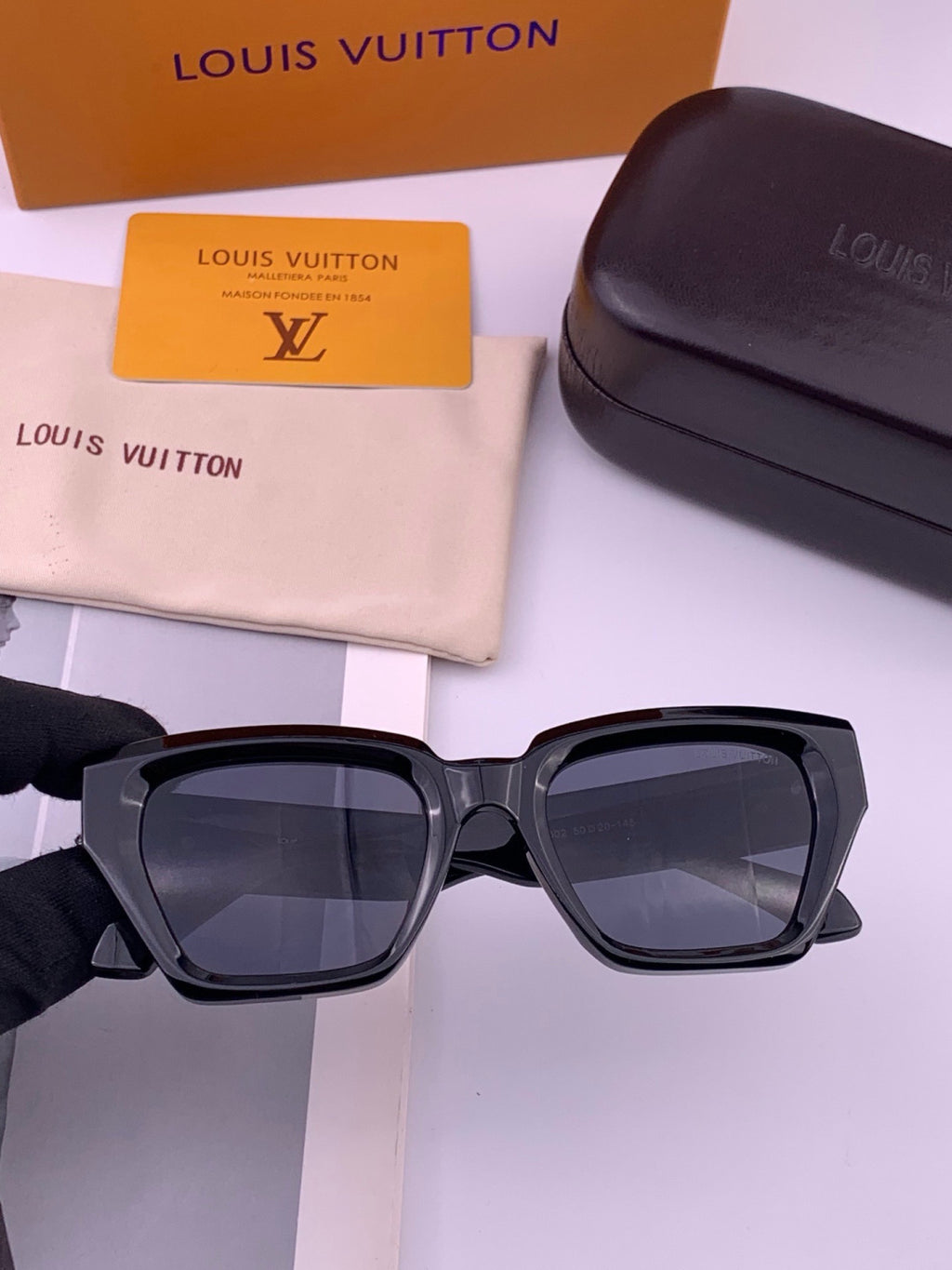 Louis Vuitton L26900 Square Black Lens Sunglasses for Women