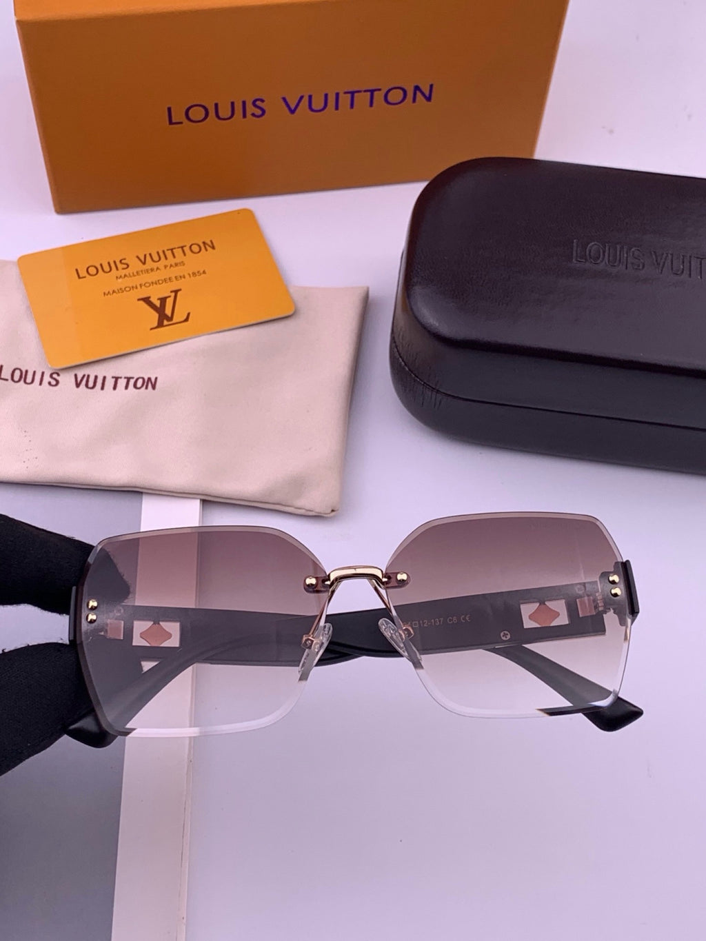 Louis Vuitton L9261 Square Black Lens Sunglasses for Men & Women