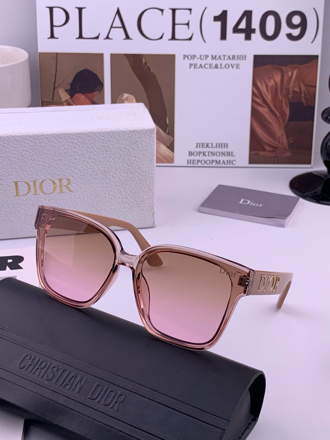 Dior D6895 Square Pink Lens Sunglasses for Men & Women - detail image 2
