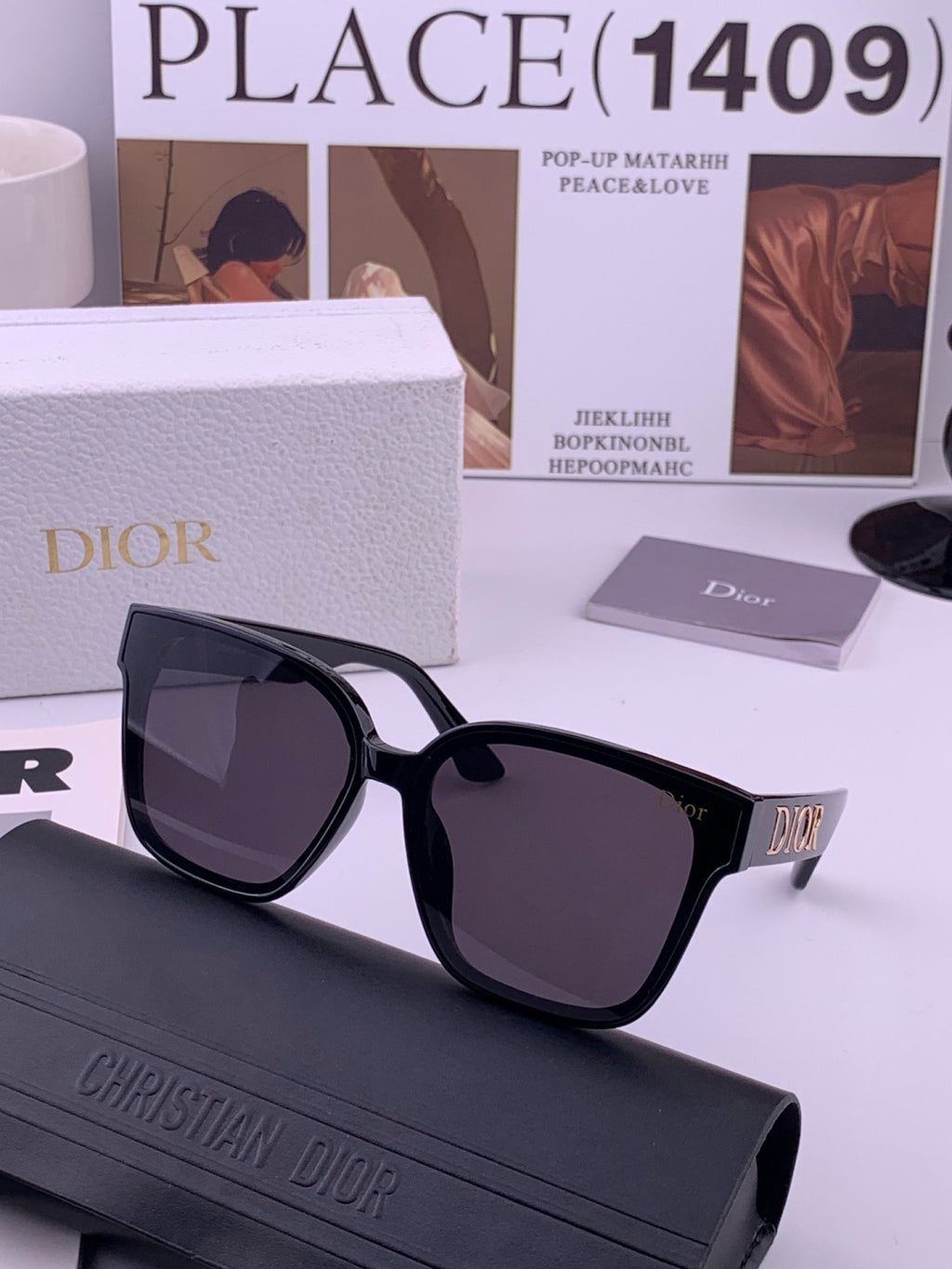 Dior D6895 Square Pink Lens Sunglasses for Men & Women - detail image 3