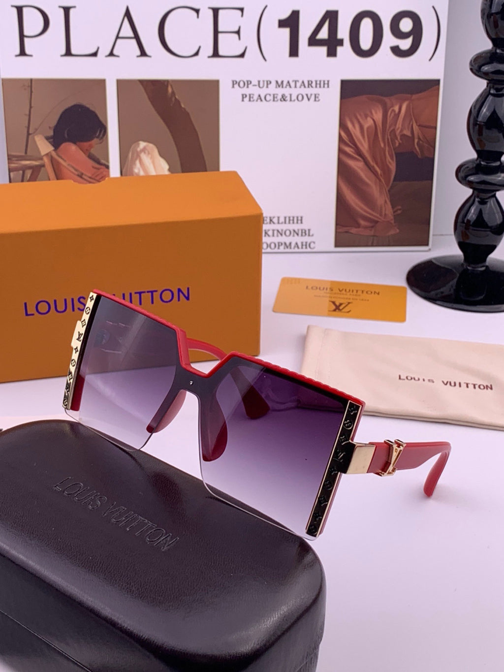 Louis Vuitton L6149 Square Black Lens Sunglasses for Men & Women - detail image 2