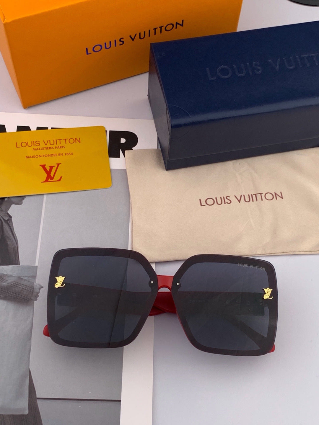 Louis Vuitton L3230 Square Brown Lens Sunglasses for Men & Women - detail image 2