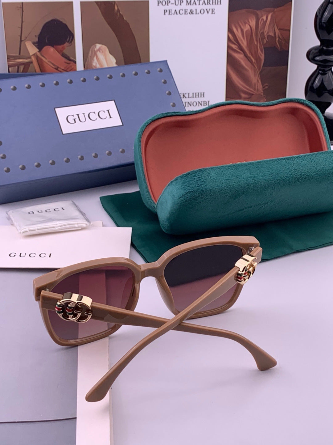 Gucci G0262 Polarized Square Gold Lens Sunglasses for Men & Women - detail image 6