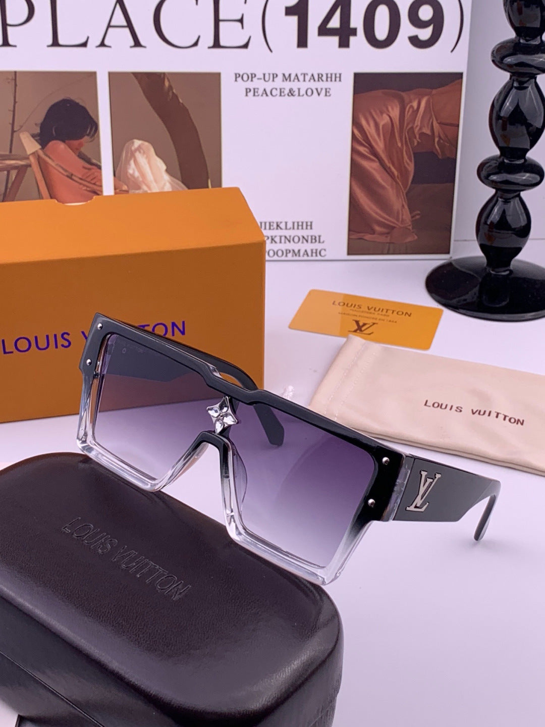 Louis Vuitton L7600 Square Black Lens Sunglasses for Women - 486172 - detail image 2