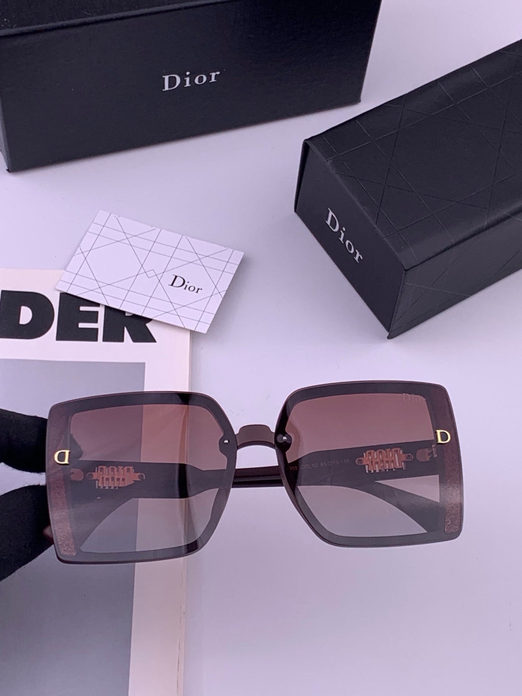 Dior D5290 Polarized Square Brown Lens Sunglasses for Men & Women