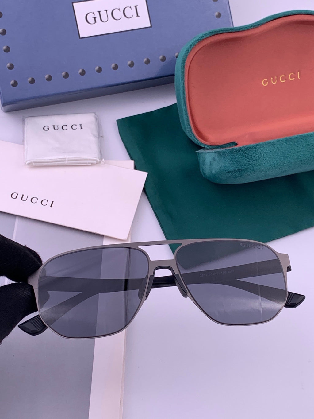 Gucci G2807 Polarized Aviator Brown Lens Sunglasses for Men