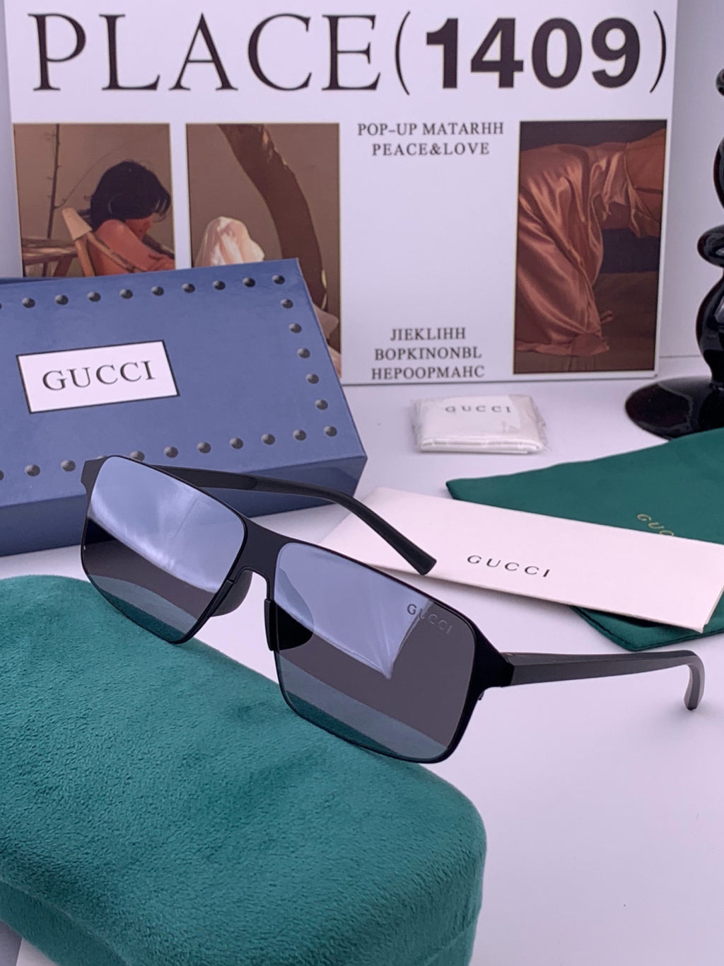 Gucci G2225 Polarized Aviator Gold Lens Sunglasses for Men - detail image 2