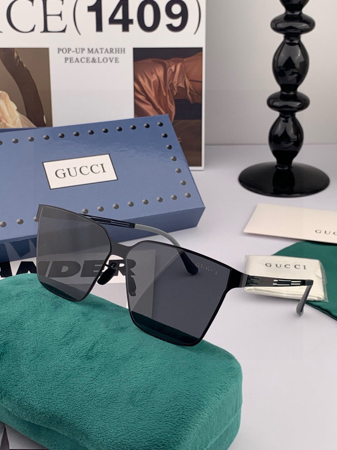Gucci G9225 Polarized Aviator Gold Lens Sunglasses for Men - detail image 4