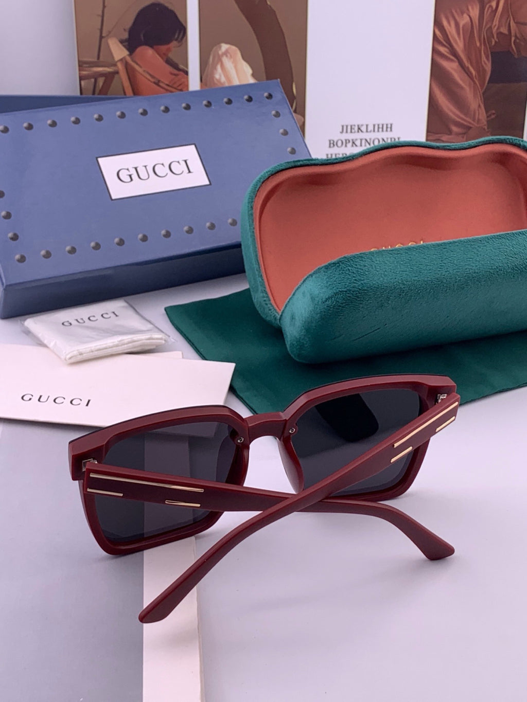 Gucci G7292 Polarized Square Gold Lens Sunglasses for Men & Women - detail image 3