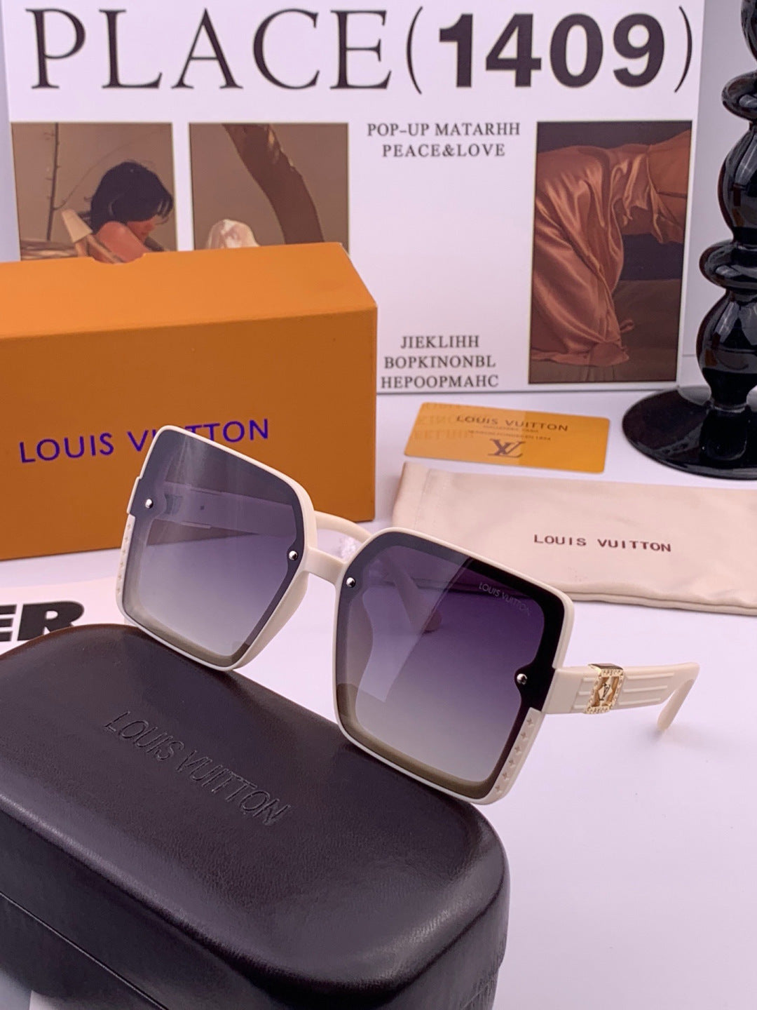 Louis Vuitton L1845 Polarized Square Black Lens Sunglasses for Men & Women - detail image 4
