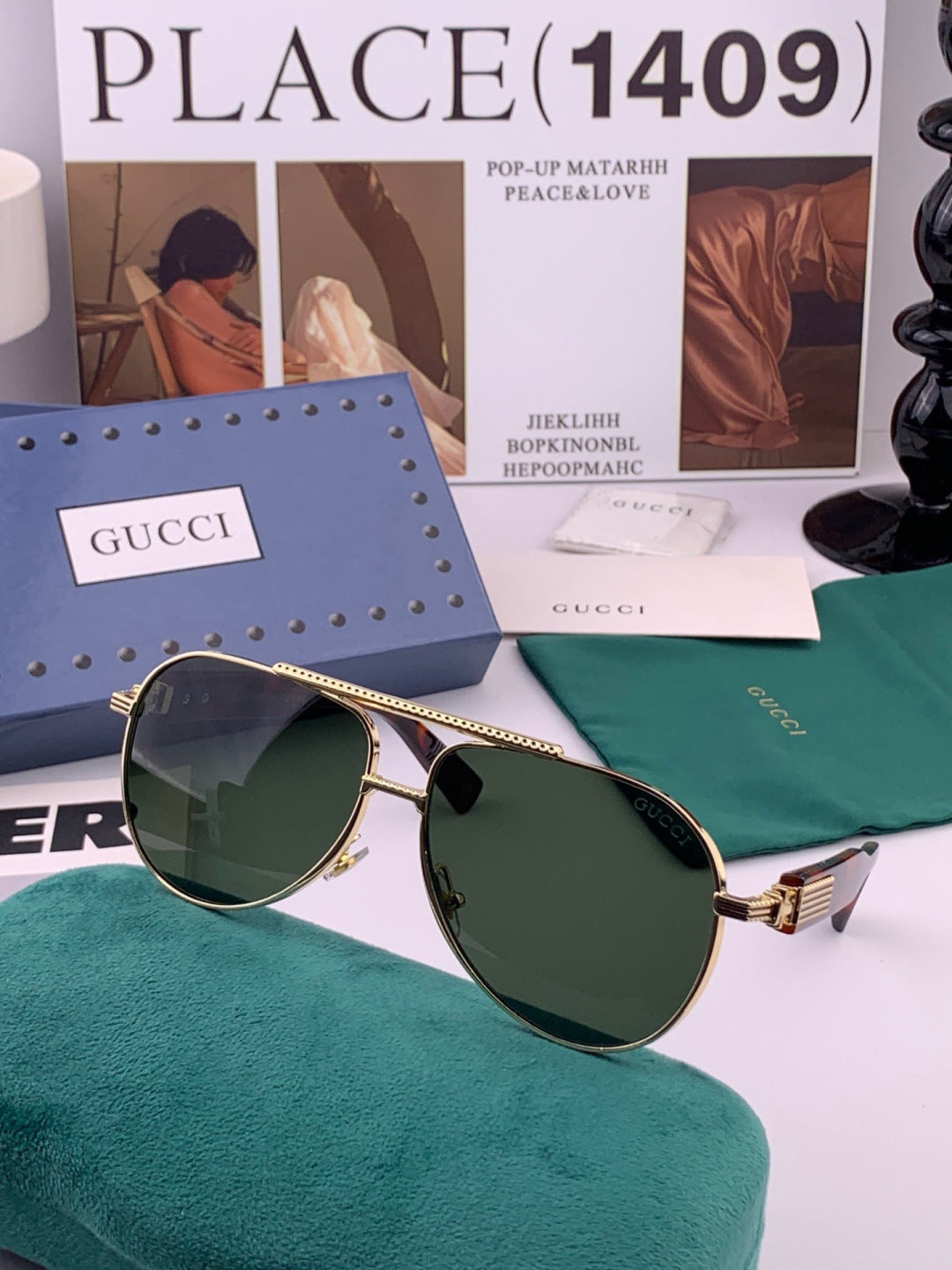 Gucci G08893 Aviator Black Lens Sunglasses for Men & Women - 486361 - detail image 3