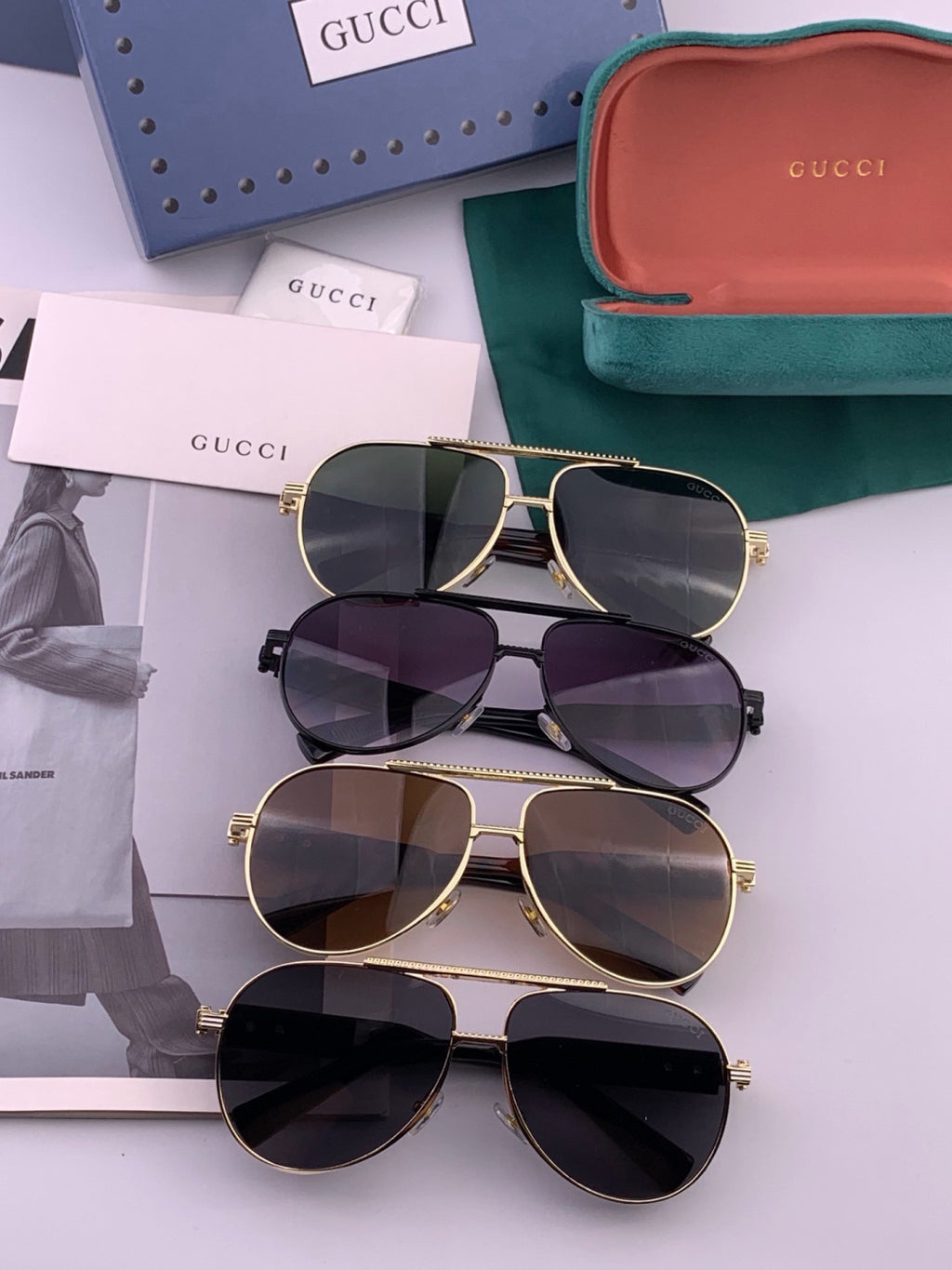 Gucci G08893 Aviator Black Lens Sunglasses for Men & Women - detail image 5