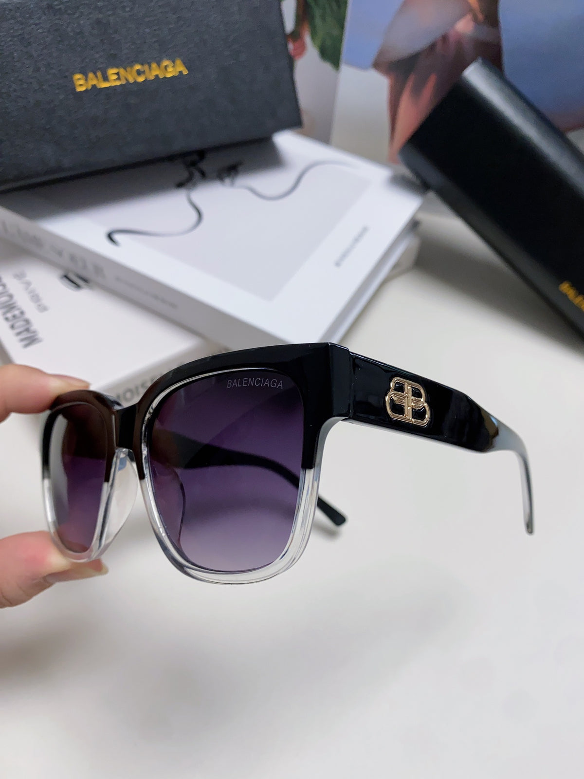 Balenciaga Fashion Blue Lens Sunglasses for Men & Women - detail image 4
