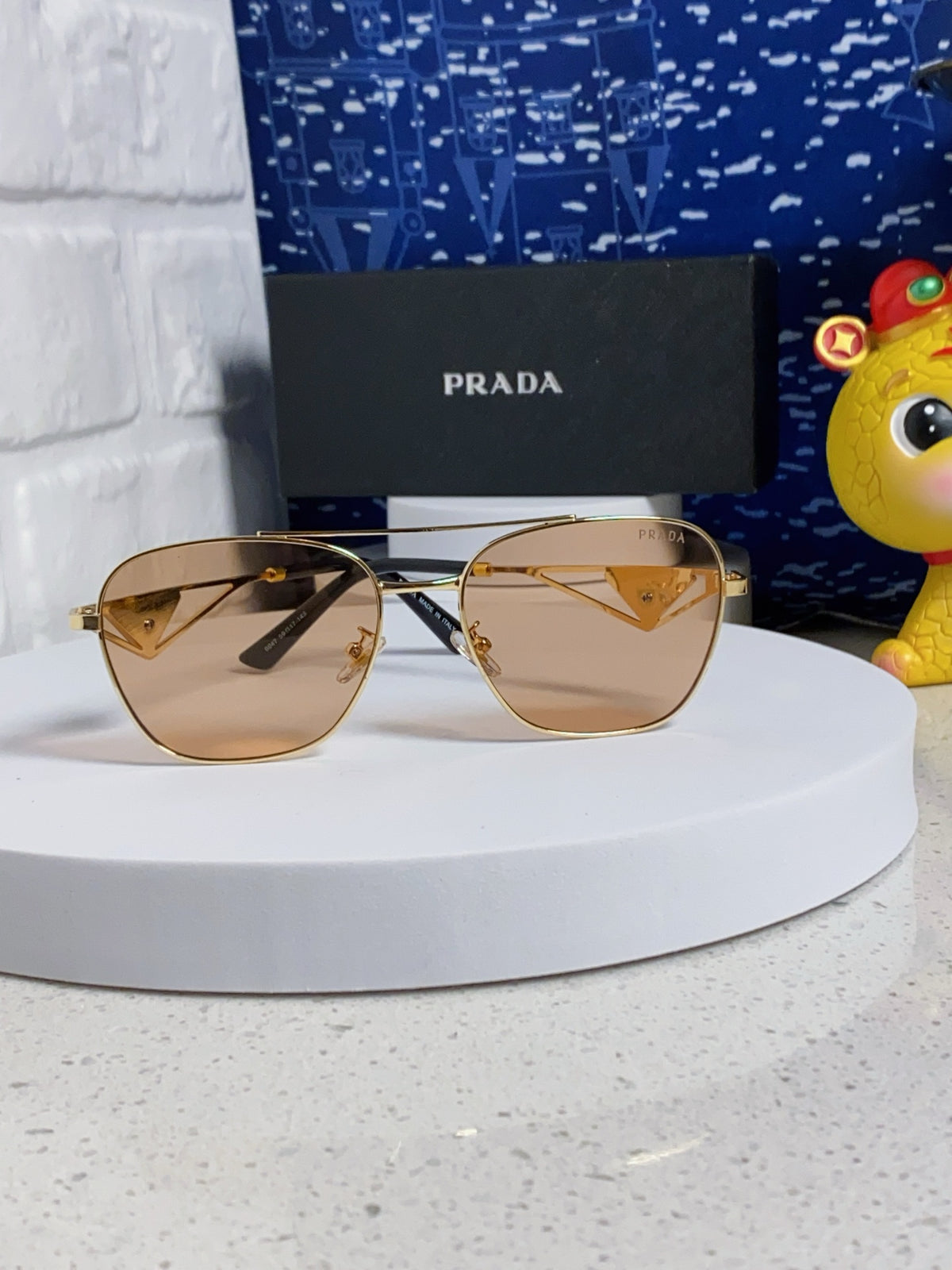 Prada Metal Fashion Gold Lens Sunglasses for Men & Women - detail image 2
