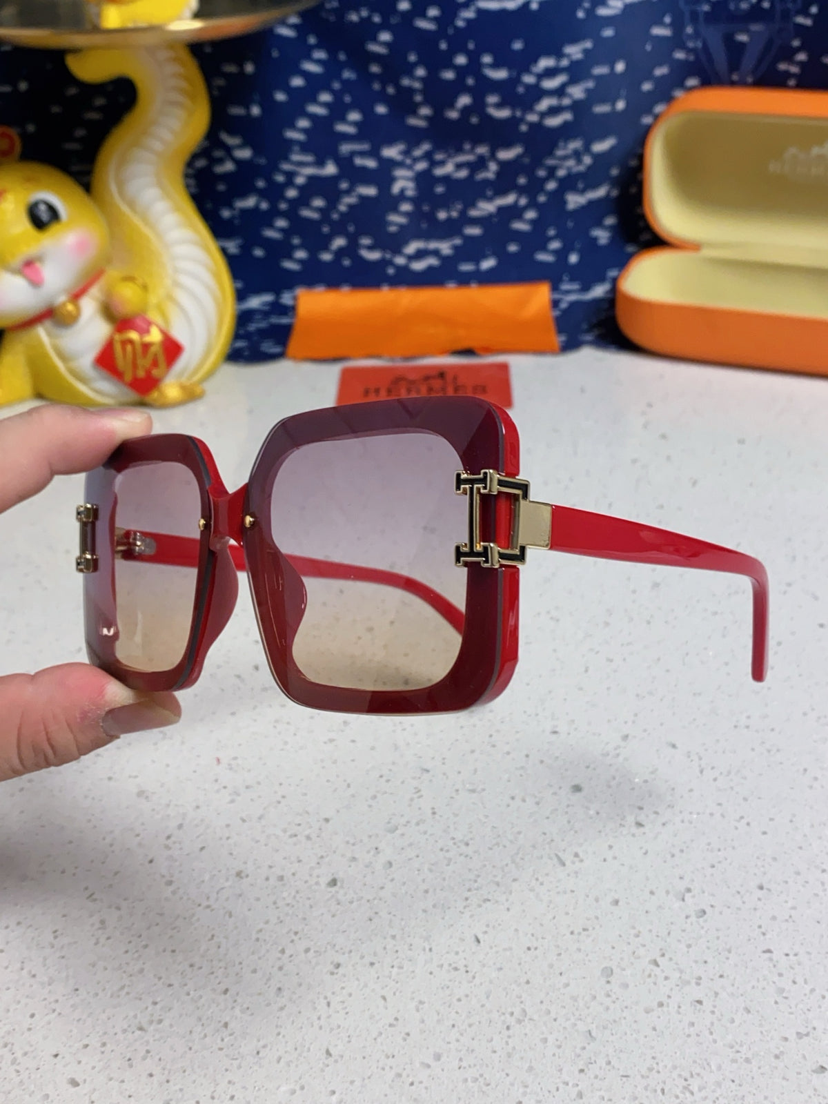 Hermès Square Red Lens Sunglasses for Men & Women - 450019 - detail image 6
