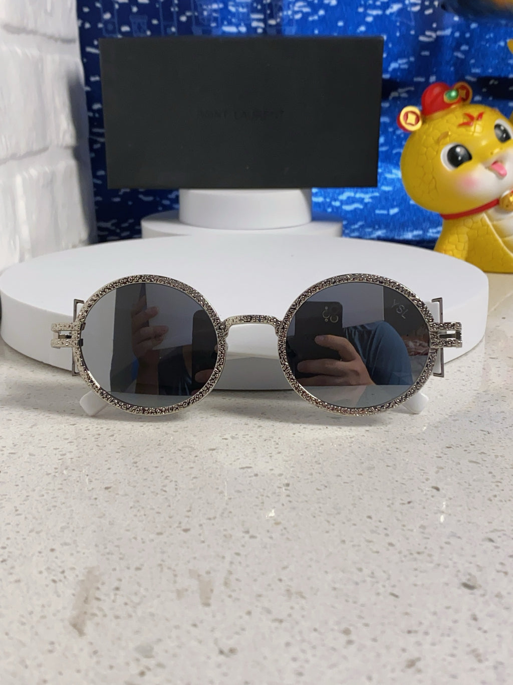 Saint Laurent Metal Round Silver Lens Sunglasses for Men & Women - detail image 9