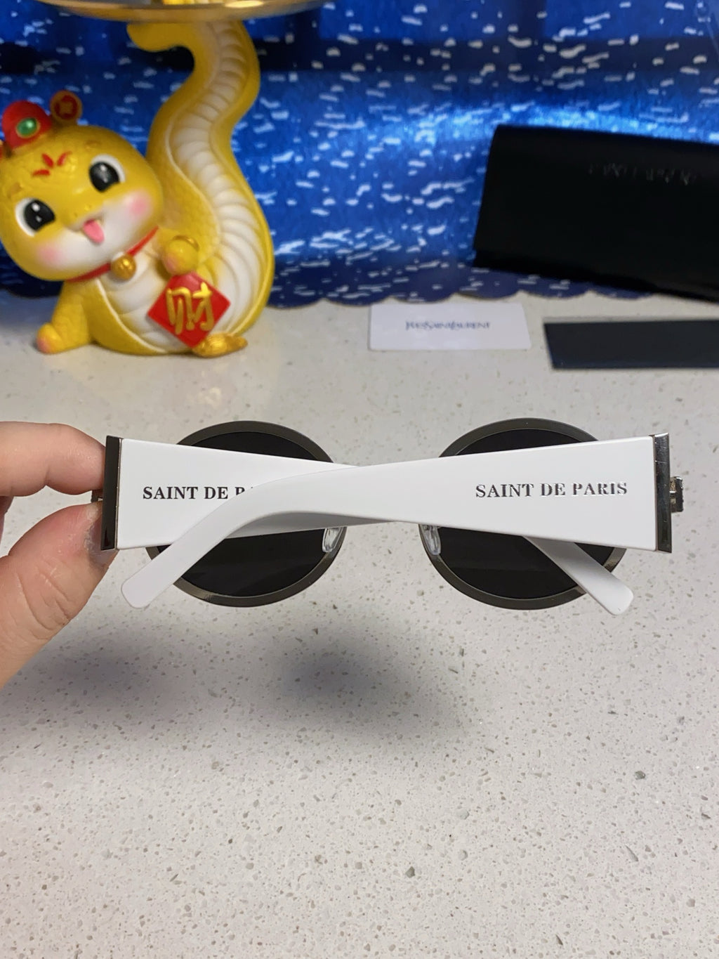 Saint Laurent Metal Round Silver Lens Sunglasses for Men & Women - detail image 5