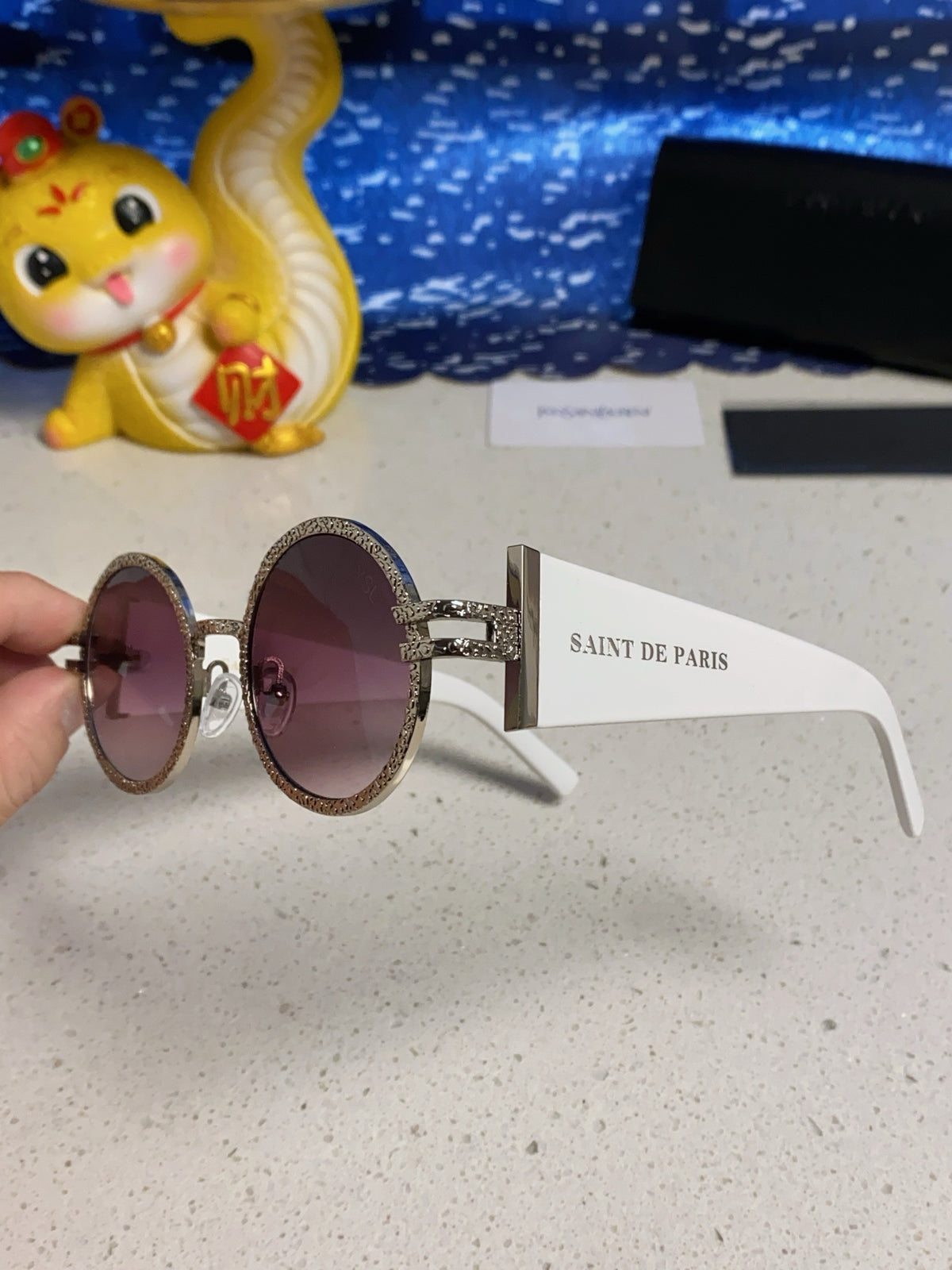 Saint Laurent Metal Round Brown Lens Sunglasses for Men & Women - 449226 - detail image 6