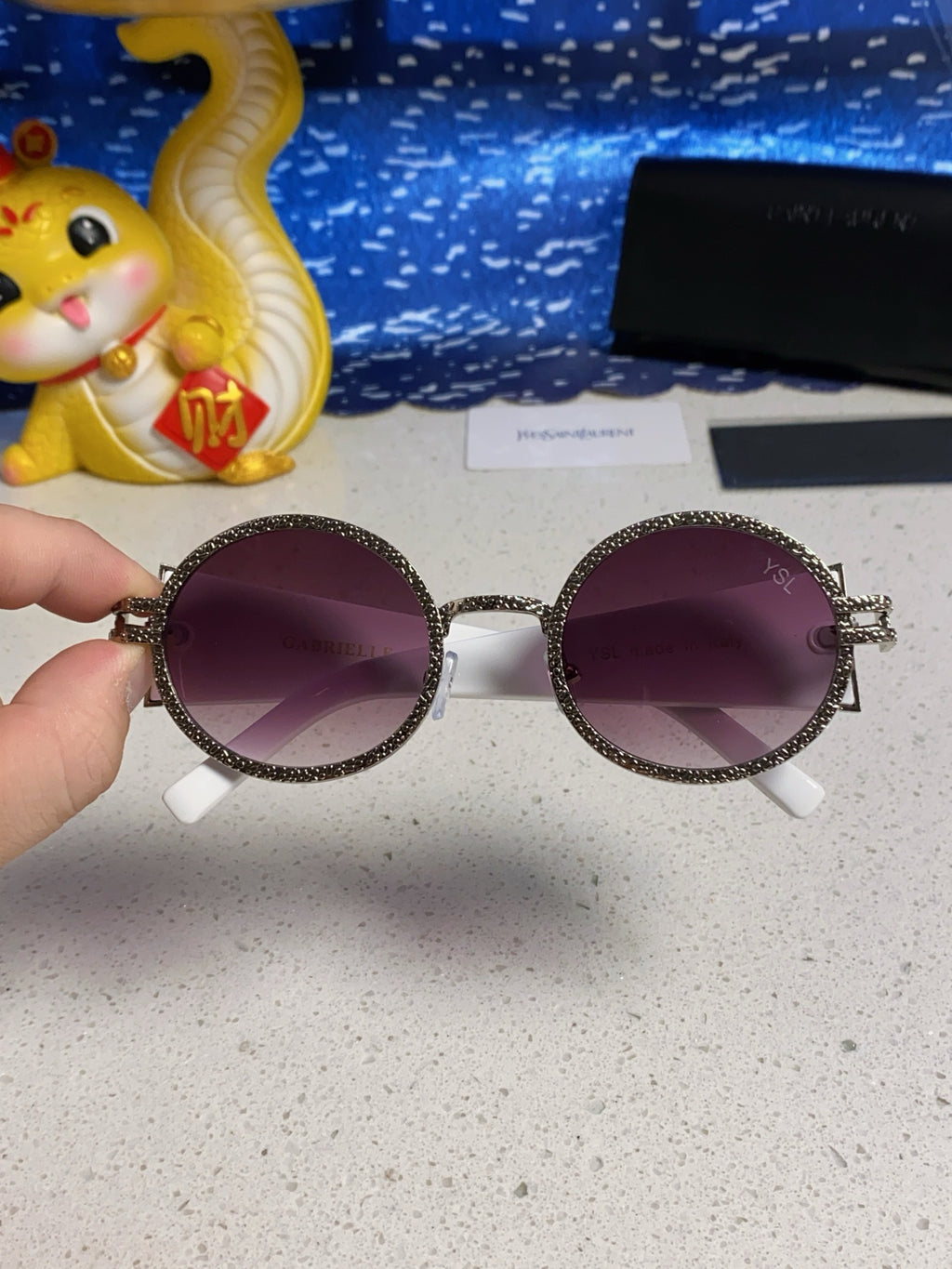 Saint Laurent Metal Round Brown Lens Sunglasses for Men & Women - 449226 - detail image 4