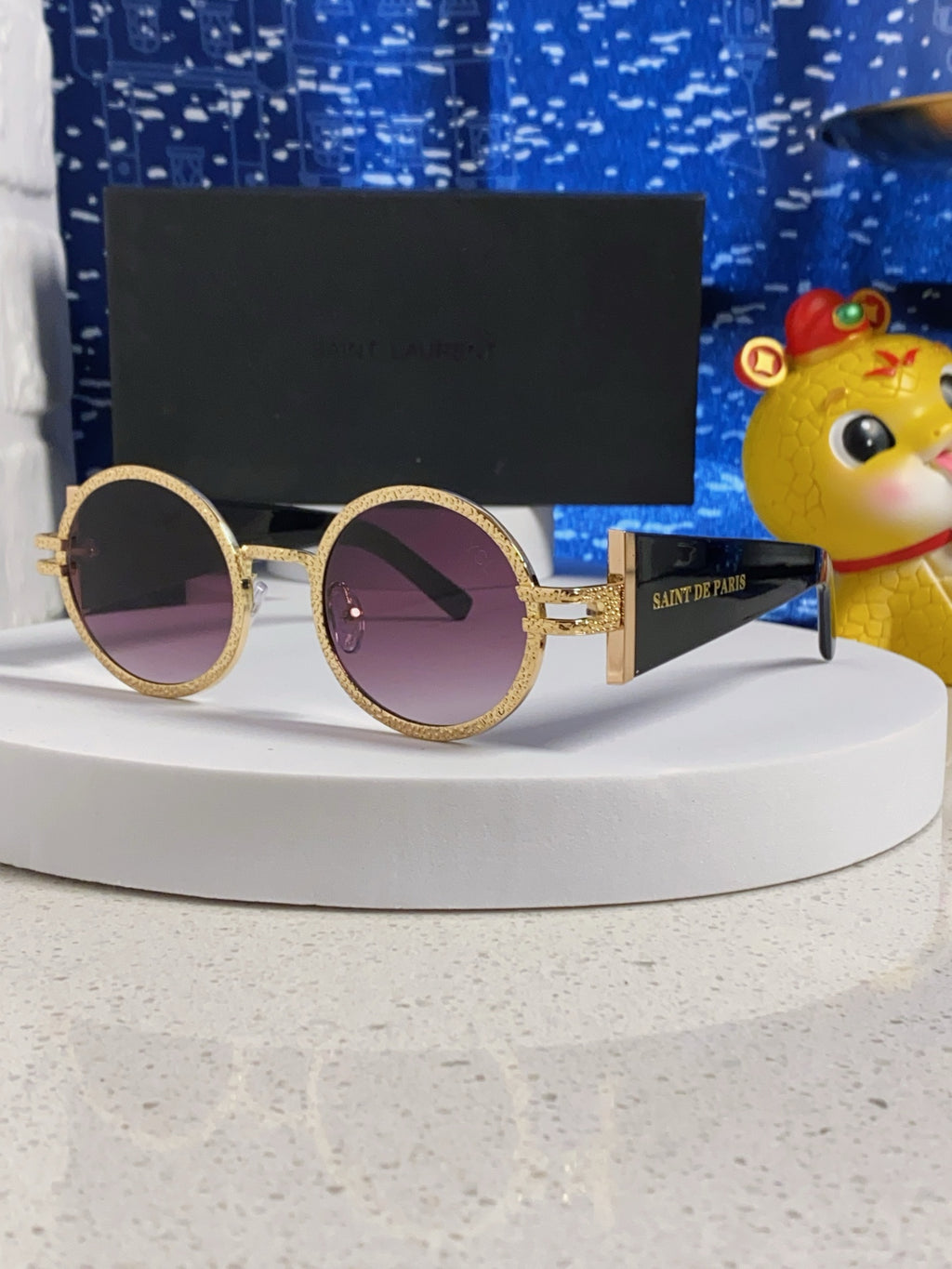 Saint Laurent Metal Round Brown Lens Sunglasses for Men & Women