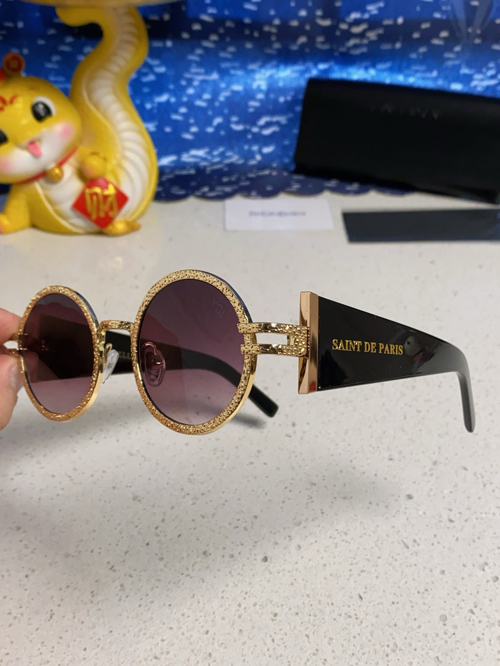 Saint Laurent Metal Round Brown Lens Sunglasses for Men & Women - detail image 6