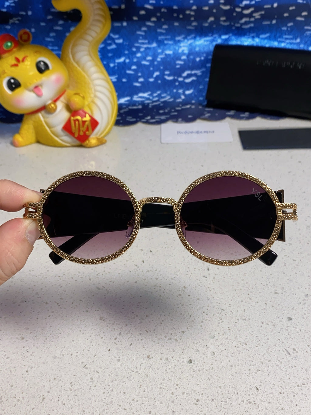 Saint Laurent Metal Round Brown Lens Sunglasses for Men & Women - detail image 4