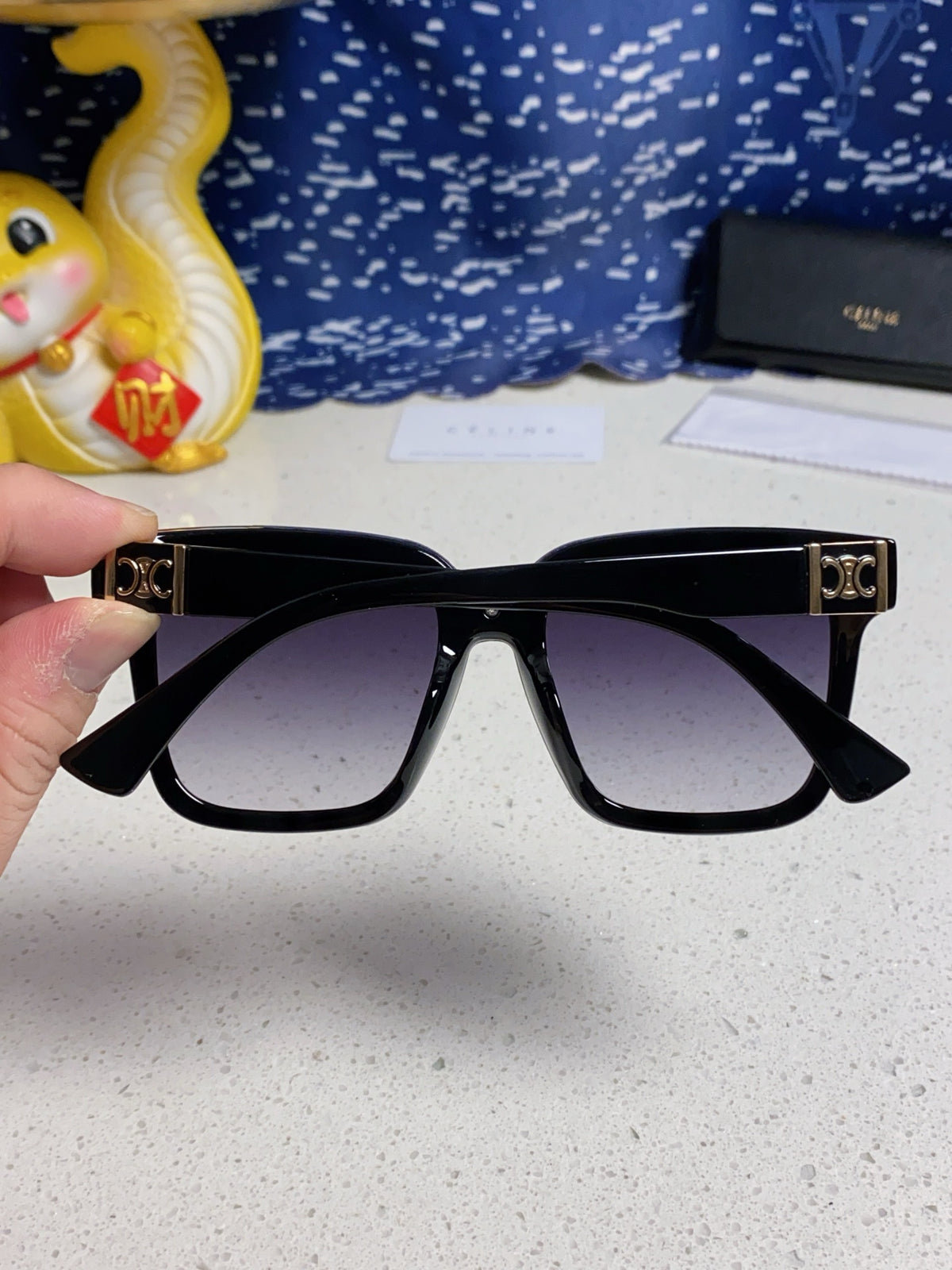 Celine Polarized Square Blue Lens Sunglasses for Men & Women - 449292 - detail image 5