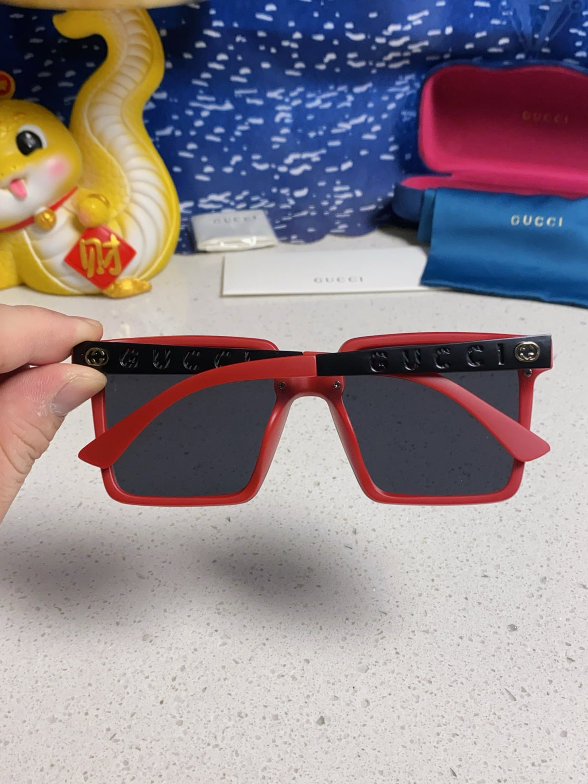 Gucci Polarized Square Silver Lens Sunglasses for Men & Women - 486444 - detail image 5