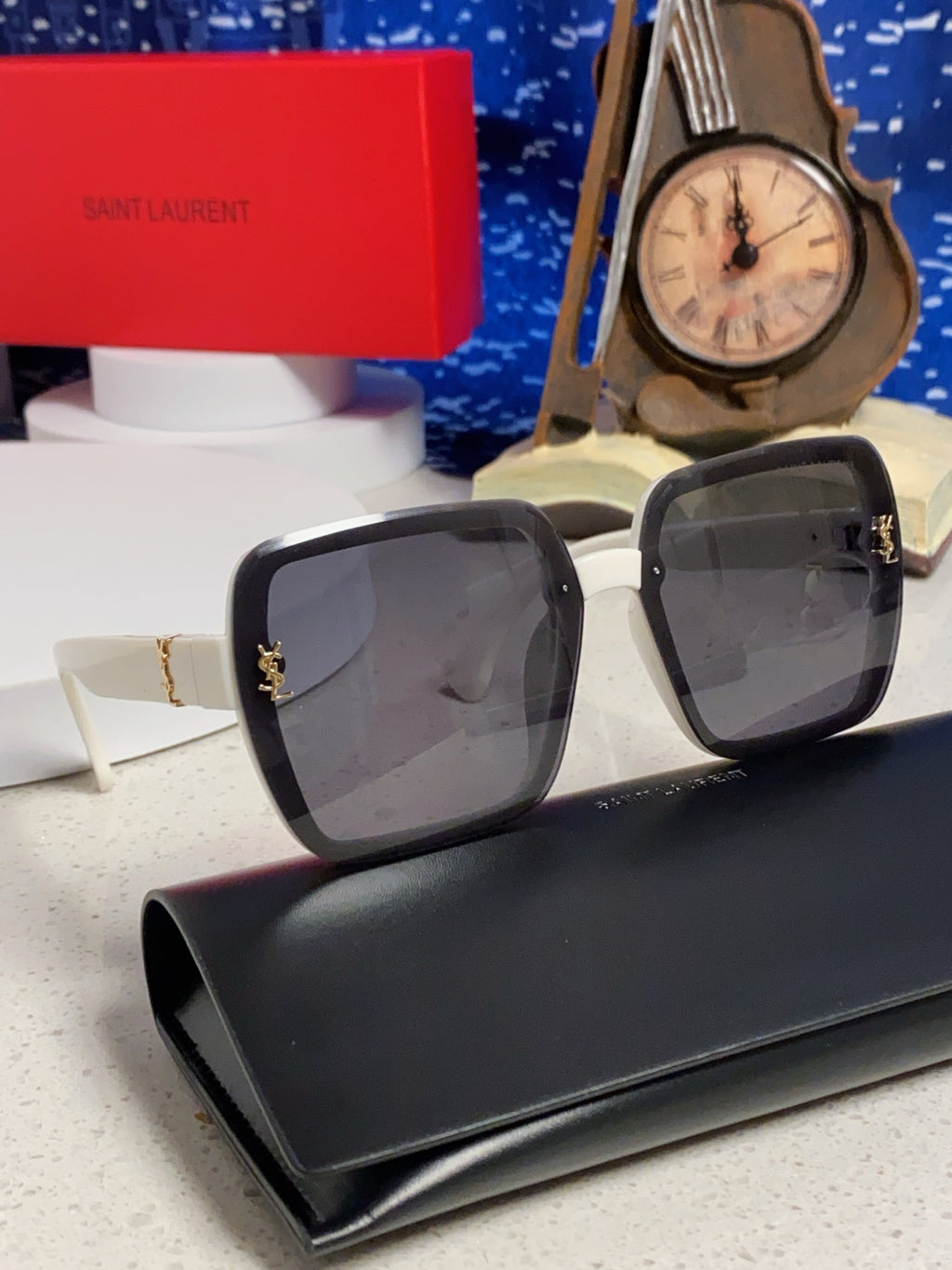 Saint Laurent Browline Silver Lens Sunglasses for Men & Women - detail image 8