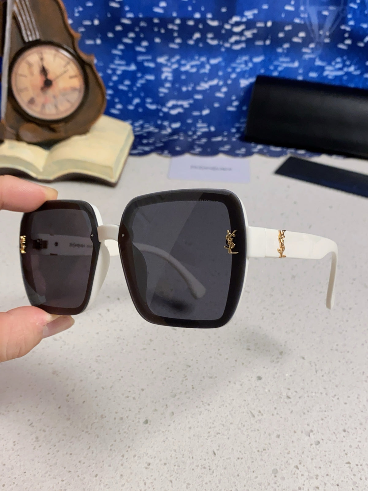 Saint Laurent Browline Silver Lens Sunglasses for Men & Women - detail image 5