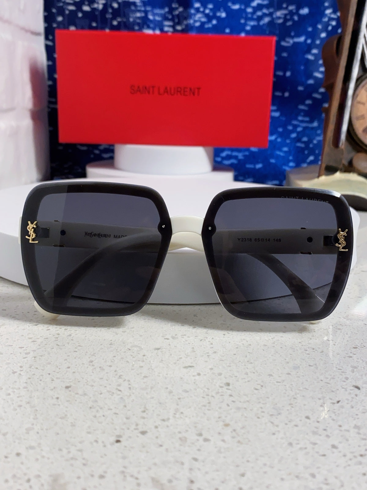 Saint Laurent Browline Silver Lens Sunglasses for Men & Women - detail image 7