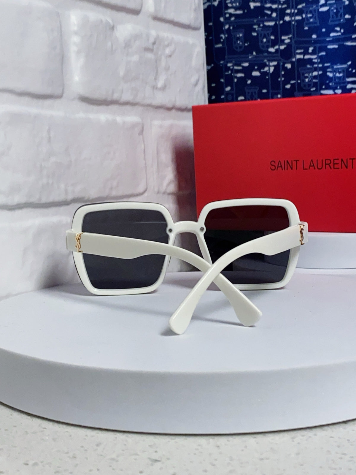Saint Laurent Browline Silver Lens Sunglasses for Men & Women - detail image 2