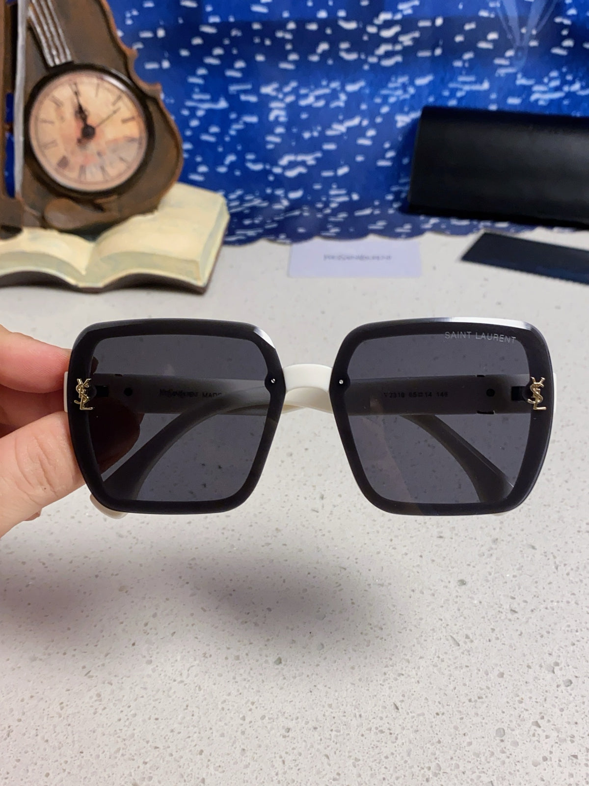 Saint Laurent Browline Silver Lens Sunglasses for Men & Women - detail image 3